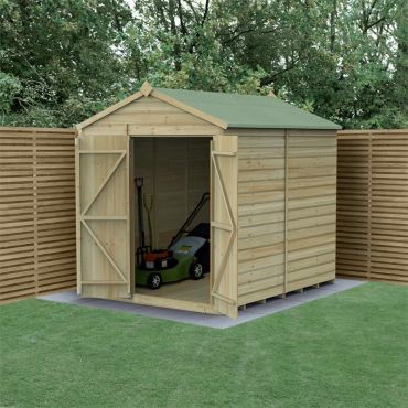 8' x 6' Forest Beckwood 25yr Guarantee Shiplap Pressure Treated Windowless Double Door Apex Wooden Shed (2.42m x 1.99m)