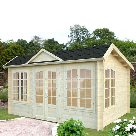 Palmako Mini Clock House 4.6m x 3.7m Log Cabin Summerhouse (34mm)