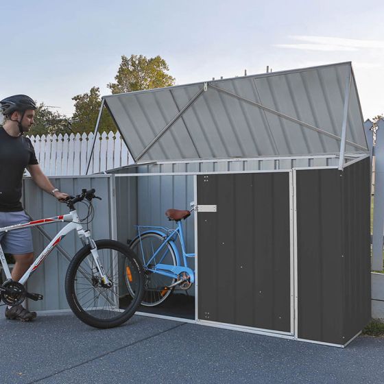 7'5 x 2'7 Absco Double Door Metal Bike Shed - Grey (2.26m x 0.78m)
