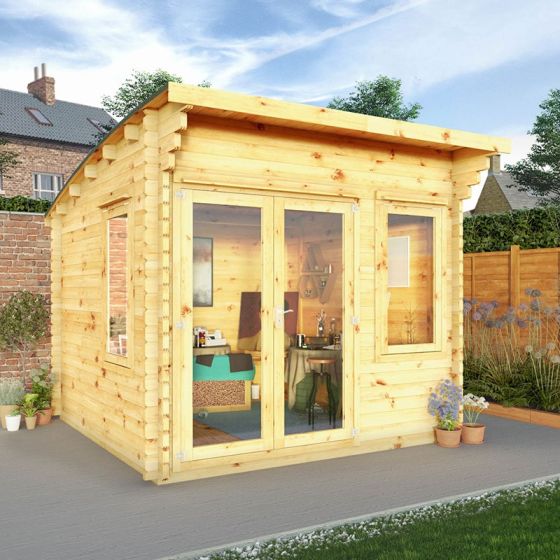Mercia Helios 3m x 3m Curved Roof Log Cabin (44mm) - Double Glazed