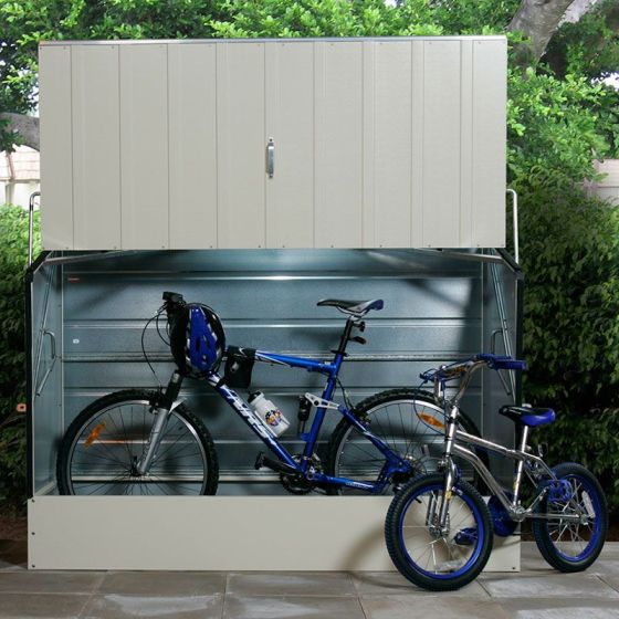 6'4 x 2'9 Trimetals Metal Bike Shed - Cream (1.95m x 0.88m)
