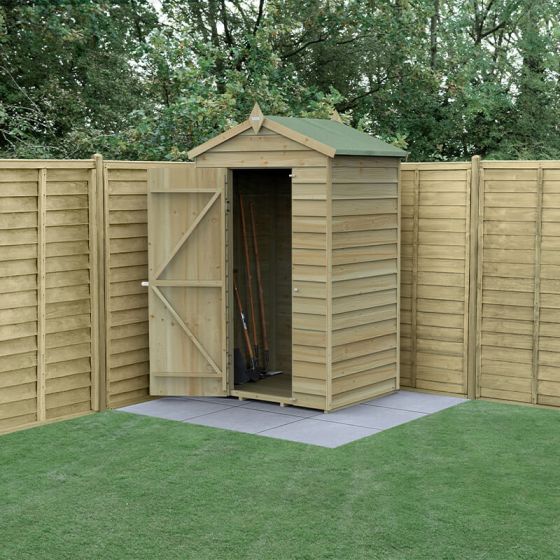 4' x 3' Forest 4Life 25yr Guarantee Overlap Pressure Treated Windowless Apex Wooden Shed (1.34m x 1m)