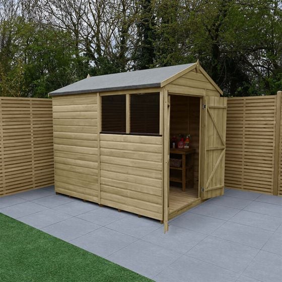 8' x 6' Forest Beckwood 25yr Guarantee Shiplap Pressure Treated Double Door Apex Wooden Shed (2.42m x 1.99m)
