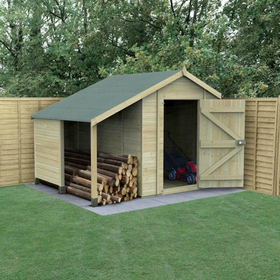 8' x 6' Forest Timberdale Tongue & Groove Windowless Apex Shed with Logstore