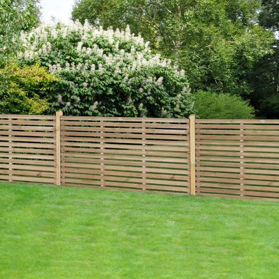 Forest 6' x 3' Pressure Treated Contemporary Slatted Fence Panel (1.8m x 0.9m)
