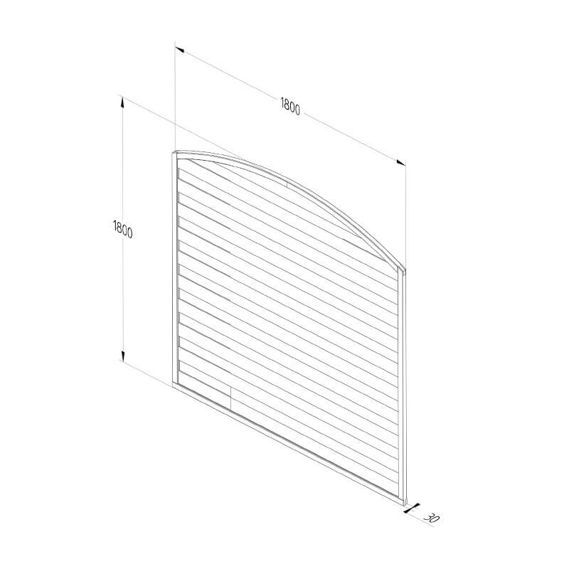 Forest 6' x 6' Pressure Treated Decorative Domed Top Fence Panel (1.8m x 1.8m) Technical Drawing