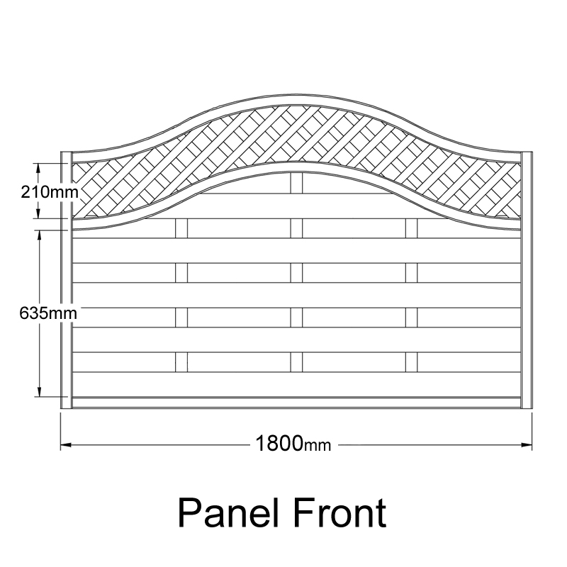 Forest 6' x 4' Paloma Pressure Treated Decorative Fence Panel (Europa Prague) - 1.8m x 1.2m Technical Drawing
