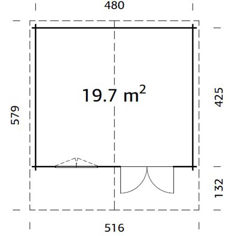 Palmako Britta 5.1m x 4.5m Log Cabin Garden Building (40mm) Technical Drawing