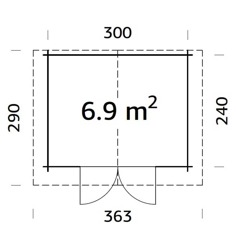 Palmako Vivian 3.3m x 2.7m Log Cabin Summerhouse (28mm) Technical Drawing