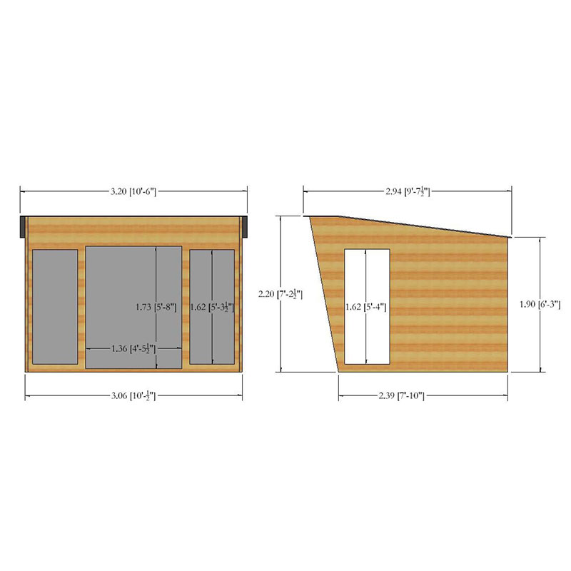 10 x 8 Shire Highclere Contemporary Summerhouse Technical Drawing