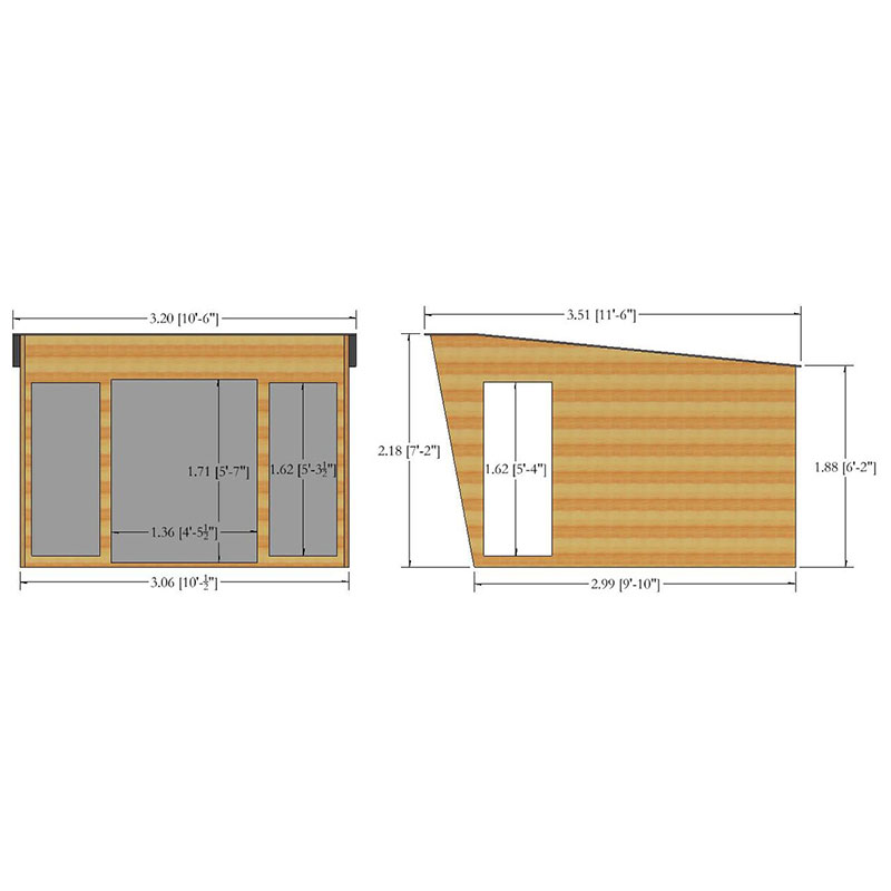 10 x 10 Shire Highclere Contemporary Summerhouse Technical Drawing