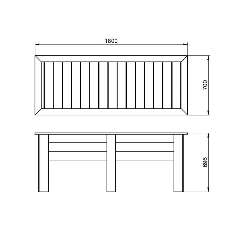 Forest Large Kitchen Garden Wooden Planter 6' x 2' Technical Drawing