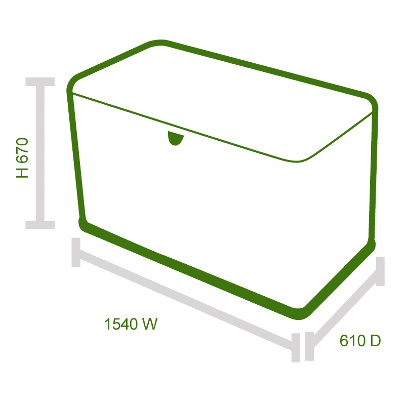 5x2 Lifetime 500 Litre Heavy Duty Storage Box Technical Drawing
