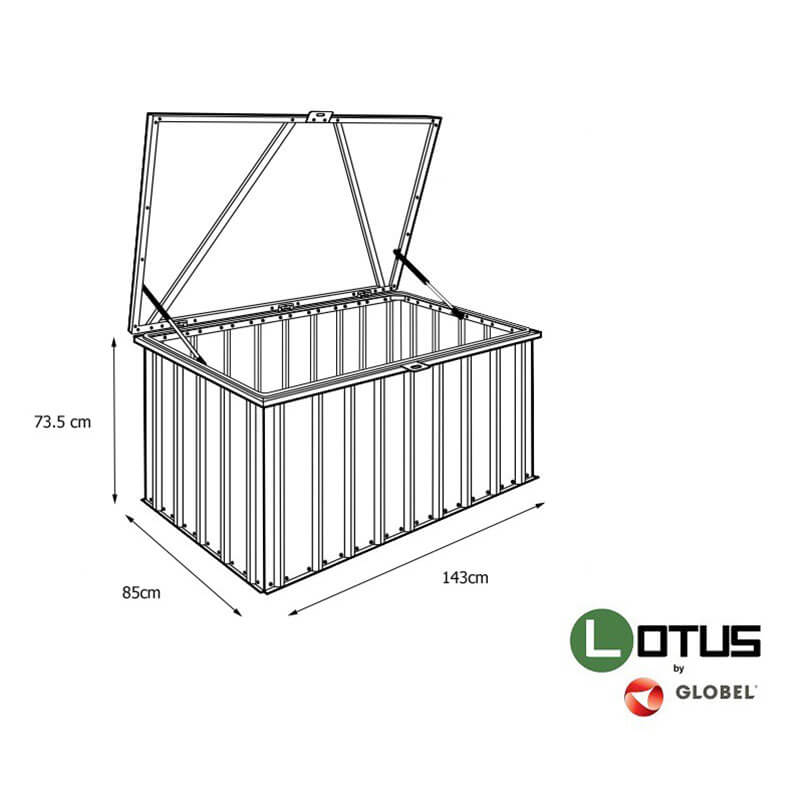 5x3 Globel Anthracite Grey Cushion Storage Box Technical Drawing