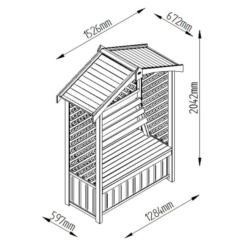 Forest Lyon Garden Arbour Seat 6'x2' Technical Drawing