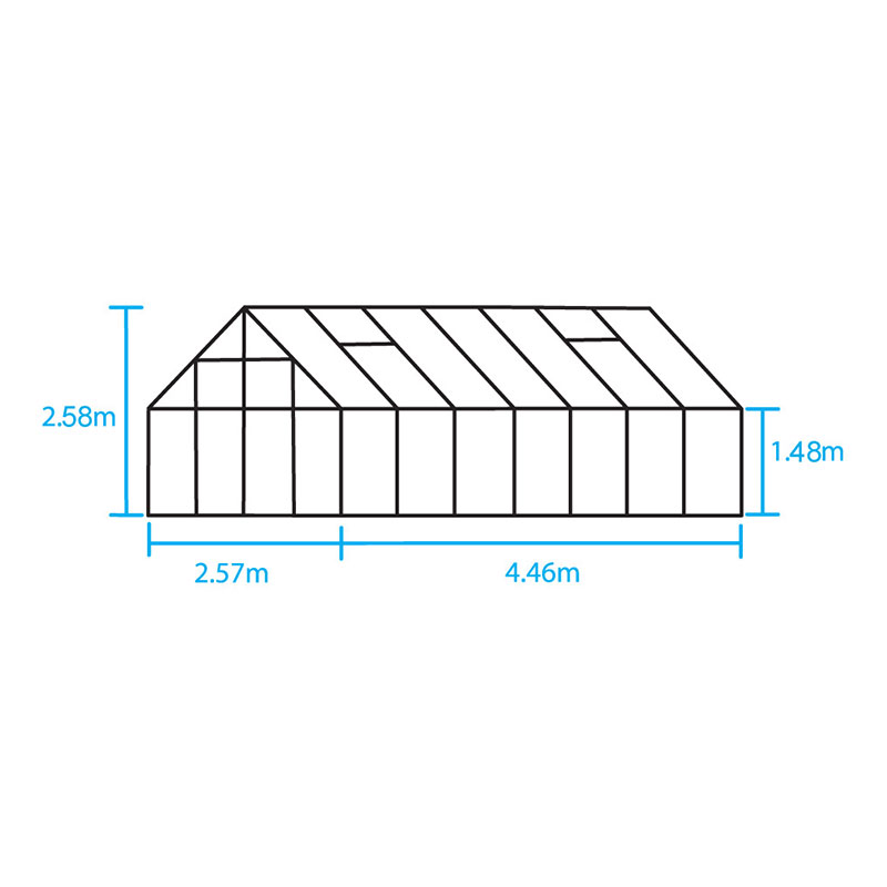 8' x 14’ Halls Magnum 814 Greenhouse (2.57 x 4.46m) Technical Drawing