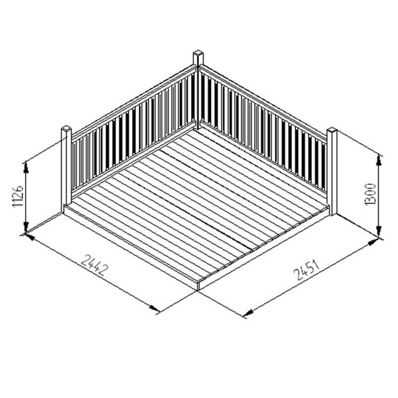 Forest 2.4m Easy Deck Kit (With Handrails) Technical Drawing
