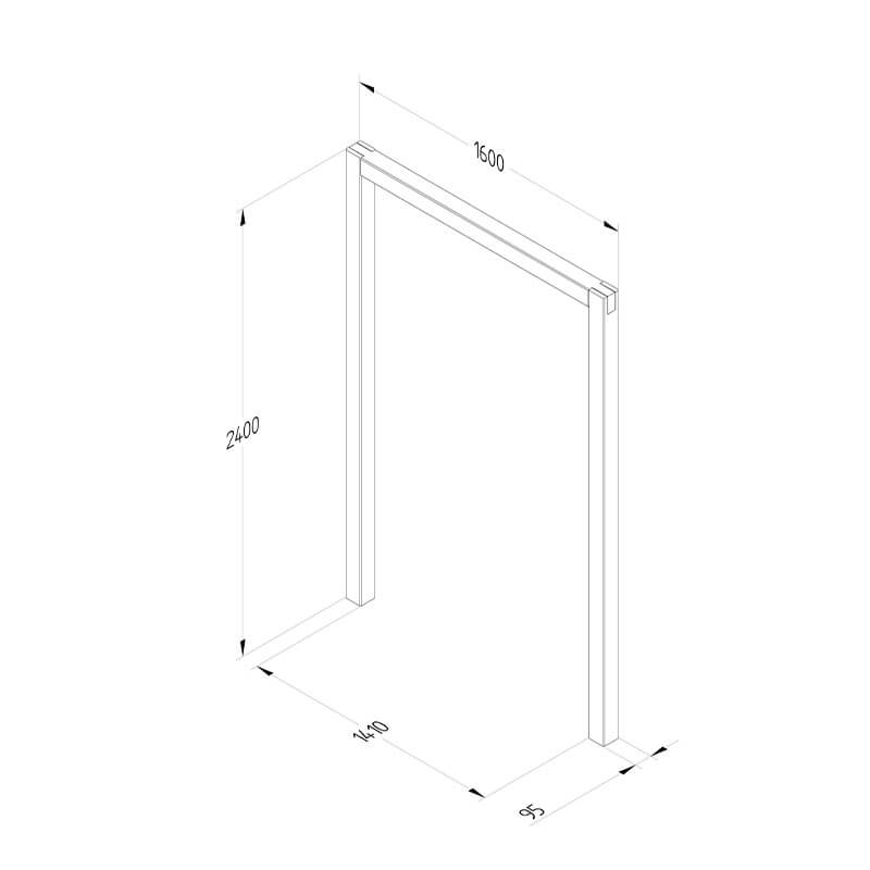 Forest Sleeper Garden Arch Set 5'3 x 0'4 (3PK) Technical Drawing