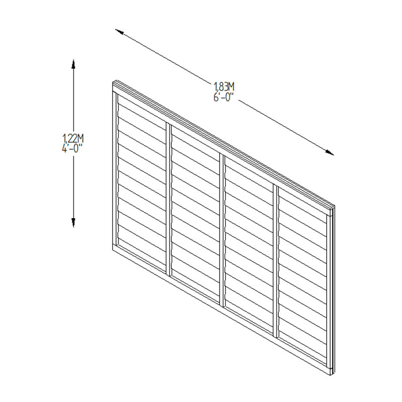 Forest 6' x 4' Pressure Treated Lap Fence Panel (1.83m x 1.22m) Technical Drawing