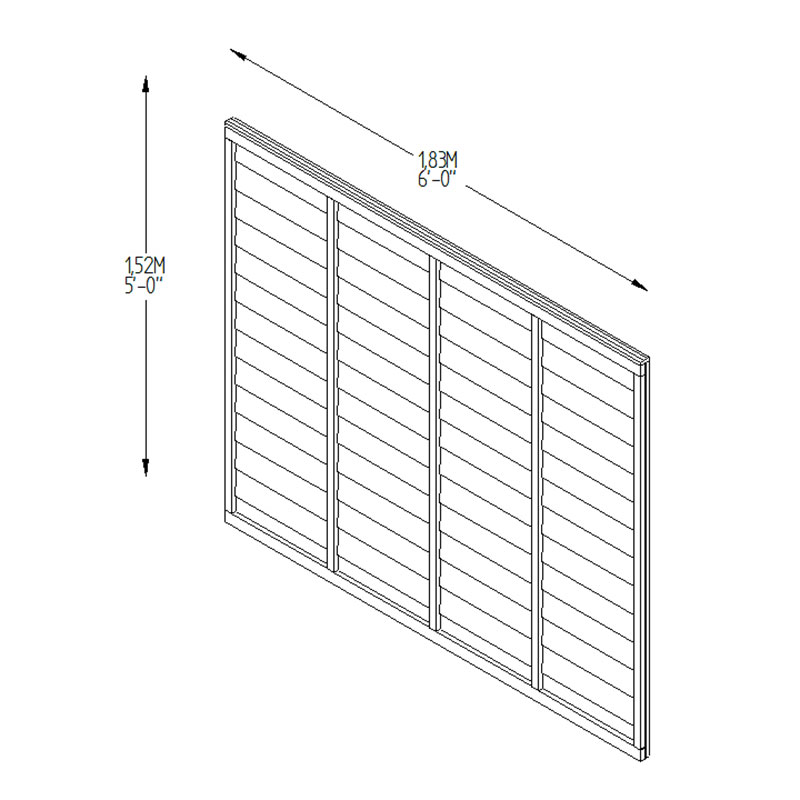 Forest 6' x 5' Pressure Treated Lap Fence Panel (1.83m x 1.52m) Technical Drawing