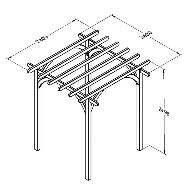 Forest Ultima Wooden Garden Pergola 8' x 8' Technical Drawing