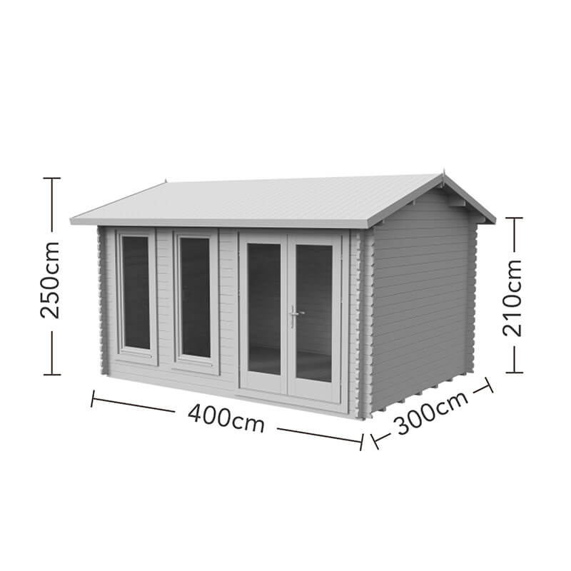Forest Chiltern 4m x 3m Log Cabin (34mm) - Single Glazed Technical Drawing