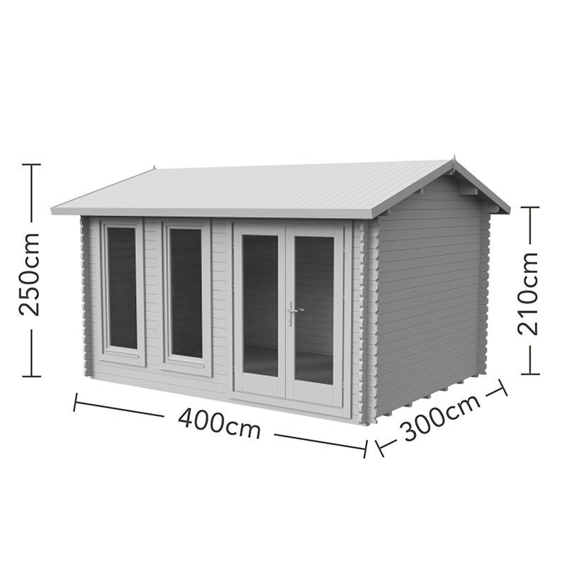 Forest Chiltern 4m x 3m Log Cabin (34mm) - Single Glazed Technical Drawing
