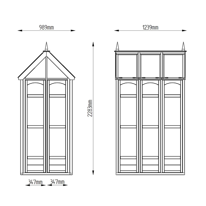 3' x 4' Forest Victorian Walkaround Greenhouse With Auto Vent (0.9 x 1.2m) Technical Drawing