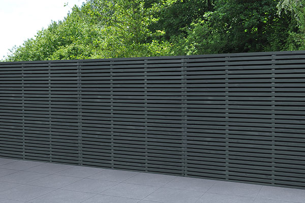 Forest 6x6 Contemporary Grey Double Slatted Fence Panel