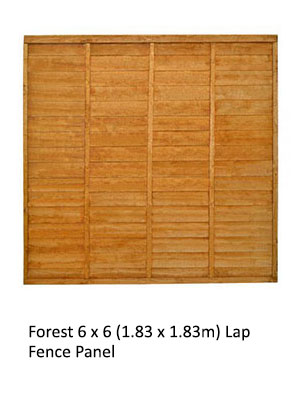Part of a selection of pressure treated and dip treated fence panels in a variety of styles 