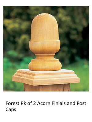 Forest Pk of 2 Acorn Finials and Post Caps 