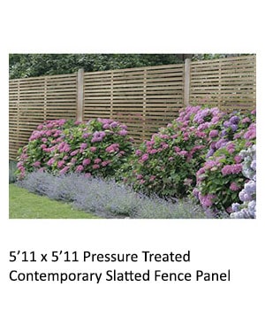 5'11 x 5'11 Pressure Treated Contemporary Slatted Fence Panel