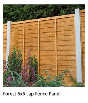 Forest 6x6 Lap Fence Panel with plants in the foreground