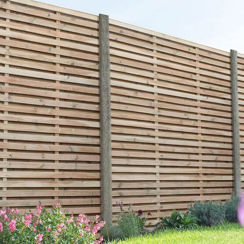 double slatted pressure treated fence panel