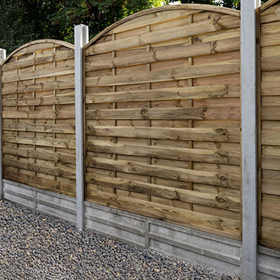 6ft hit and miss decorative fence panels with a domed top
