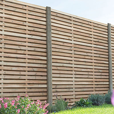 A run of 5'11x5'11 double slatted fence panels